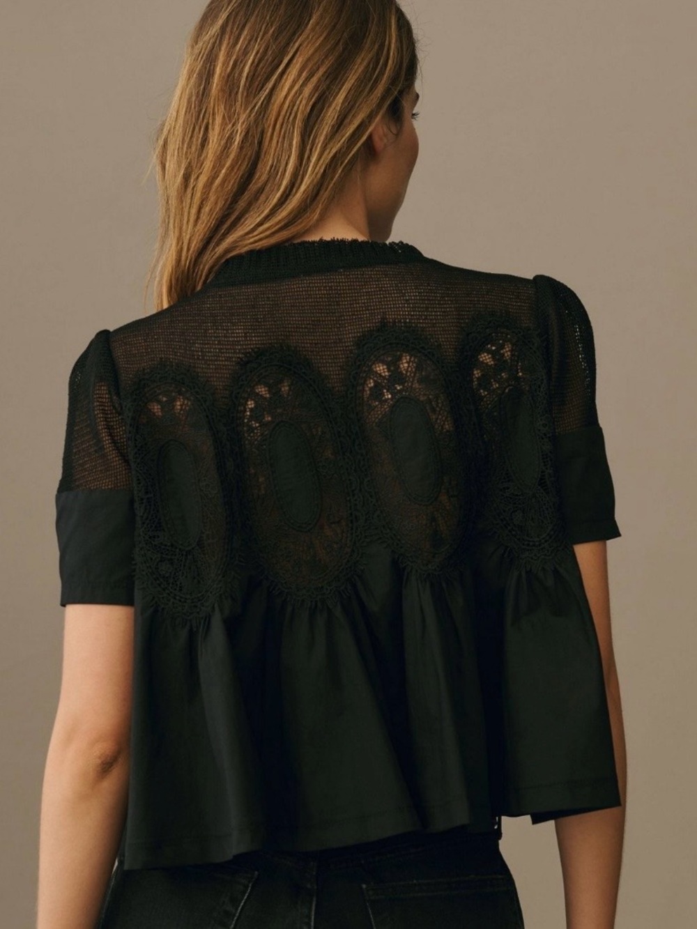 The Iris short-sleeve lace poplin blouse by En Elly (Anthropologie)-New! - Picture 2 of 14
